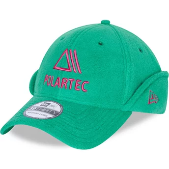 Zielona, regulowana czapka z zakrzywionym daszkiem 39THIRTY Polartec Dog Ear Fleece od New Era