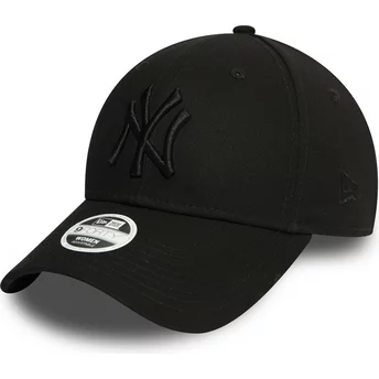 Czarna, regulowana czapka z daszkiem z czarnym logo dla kobiet 9FORTY Essential New York Yankees MLB od New Era