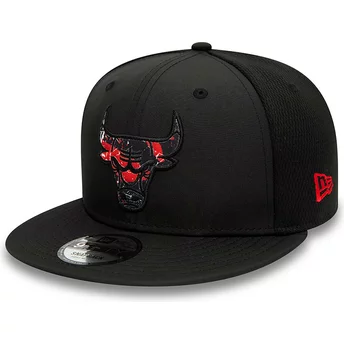 New Era Flat Brim Red Logo 9FIFTY Print Infill Chicago Bulls NBA Black Snapback Cap