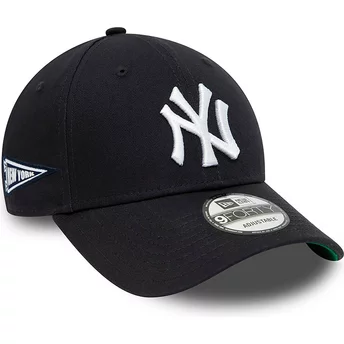 Niebieska, regulowana czapka z zakrzywionym daszkiem 9FORTY Team Side Patch od New York Yankees MLB od New Era