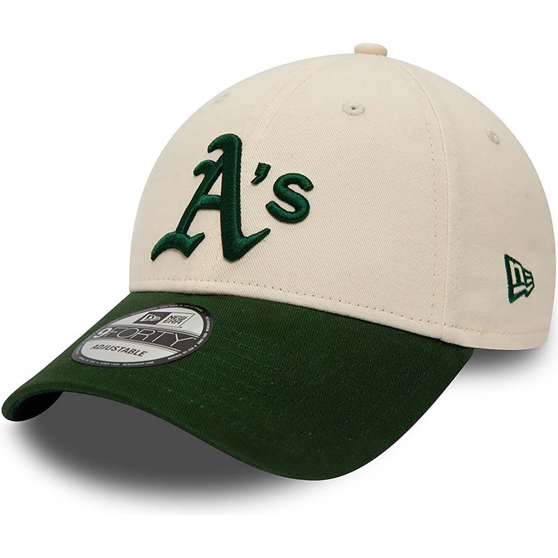 new-era-curved-brim-9forty-oakland-athletics-mlb-beige-and-green-adjustable-cap