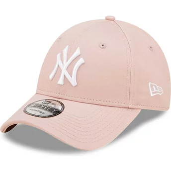New Era Curved Brim White Logo 9FORTY League Essential New York Yankees MLB Pink Adjustable Cap