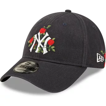 Granatowa, regulowana czapka z daszkiem 9FORTY Flower z logo New York Yankees MLB od New Era
