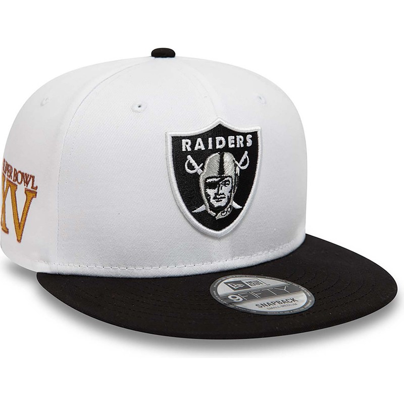 new-era-flat-brim-9fifty-crown-patches-super-bowl-xv-las-vegas-raiders-nfl-white-and-black-snapback-cap