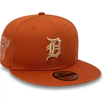 Brązowa czapka snapback 9FIFTY z boczną naszywką Detroit Tigers MLB od New Era