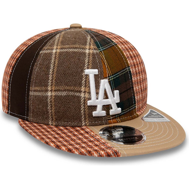 new-era-flat-brim-9fifty-patch-panel-los-angeles-dodgers-mlb-brown-adjustable-cap