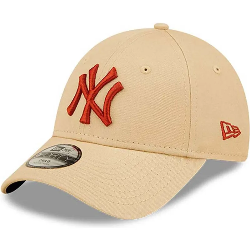 czapki-curva-bezowy-tasma-regulowana-dla-dziecka-marron-9forty-league-essential-new-york-yankees-mlb-new-era