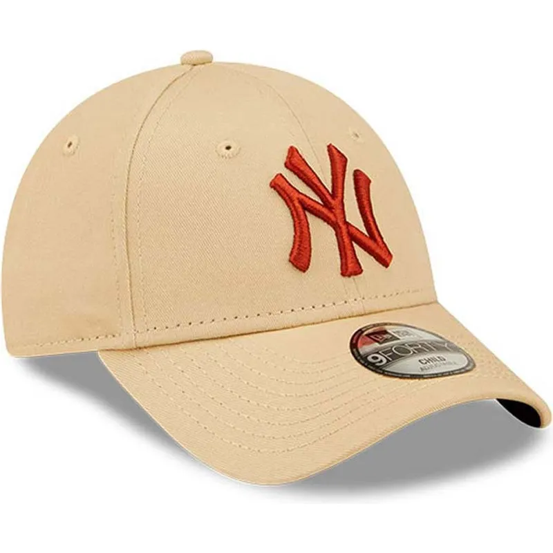 czapki-curva-bezowy-tasma-regulowana-dla-dziecka-marron-9forty-league-essential-new-york-yankees-mlb-new-era