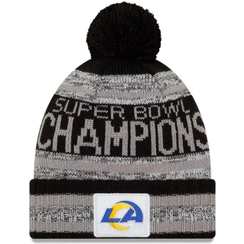 Czarny czapka z pomponem Parade Knit Mistrzowie Super Bowl LVI 2022 Los Angeles Rams NFL od New Era