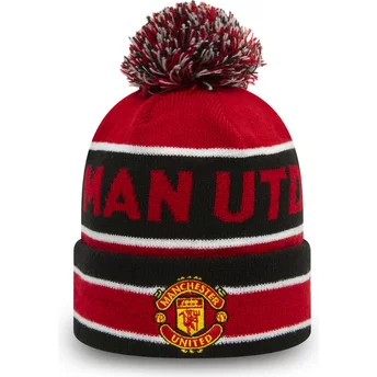 Czerwono-czarny czapka z pomponem Cuff Jake od Manchester United Football Club Premier League od New Era