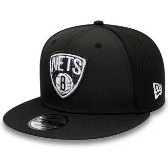 New Era Flat Brim 9FIFTY Print Infill Brooklyn Nets NBA Black Snapback Cap