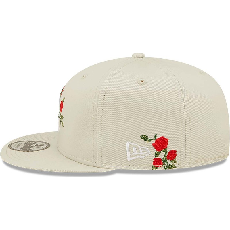 new-era-flat-brim-9fifty-flower-chicago-white-sox-mlb-beige-snapback-cap
