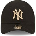 new-era-curved-brim-toddler-9forty-league-essential-new-york-yankees-mlb-black-adjustable-cap-with-beige-logo