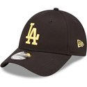new-era-curved-brim-yellow-logo-9forty-league-essential-los-angeles-dodgers-mlb-black-adjustable-cap