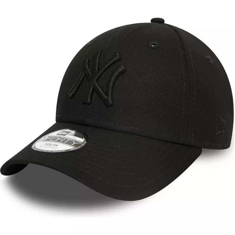 new-era-curved-brim-youth-black-logo-9forty-league-essential-new-york-yankees-mlb-black-adjustable-cap