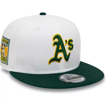 Biała i zielona czapka snapback Rickey Henderson 9FIFTY Crown Patches z Oakland Athletics MLB od New Era