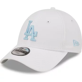 Biała, regulowana czapka z daszkiem z niebieskim logo dla chłopca 9FORTY League Essential Los Angeles Dodgers MLB od New Era