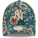 czapki-curva-zielony-tasma-regulowana-9forty-all-over-print-floral-new-york-yankees-mlb-new-era