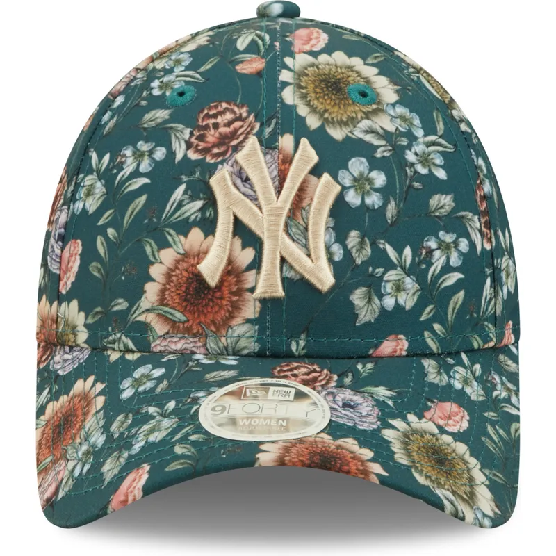czapki-curva-zielony-tasma-regulowana-9forty-all-over-print-floral-new-york-yankees-mlb-new-era