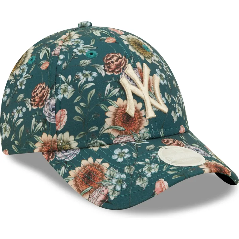 czapki-curva-zielony-tasma-regulowana-9forty-all-over-print-floral-new-york-yankees-mlb-new-era