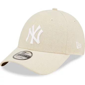 Beżowa, regulowana czapka 9FORTY Linen z zakrzywionym daszkiem z New York Yankees MLB od New Era