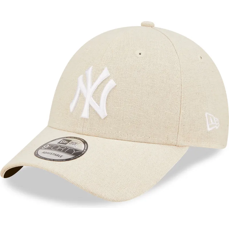 bezowa-regulowana-czapka-z-zakrzywionym-daszkiem-9forty-linen-new-york-yankees-mlb-new-era