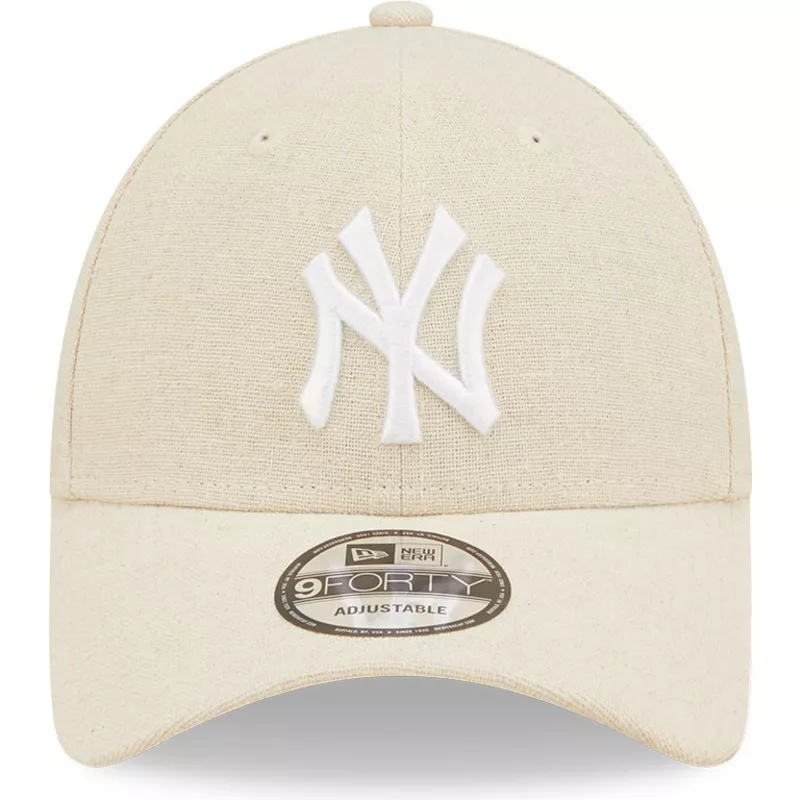 new-era-curved-brim-9forty-linen-new-york-yankees-mlb-beige-adjustable-cap