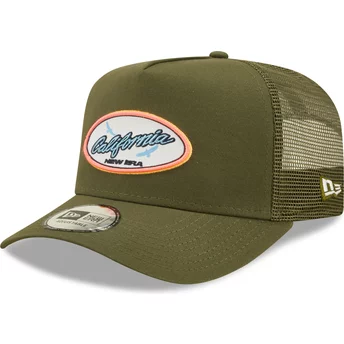 Zielona trukerska czapka Kalifornia A Frame Oval State od New Era