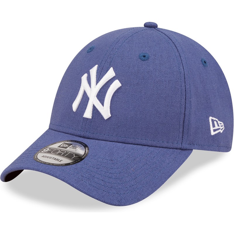 new-era-curved-brim-9forty-linen-new-york-yankees-mlb-blue-adjustable-cap