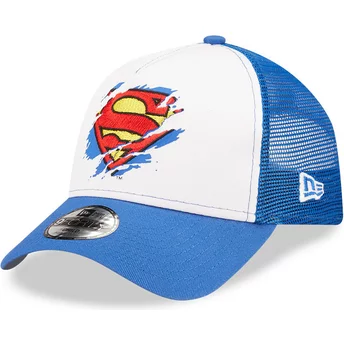 Niebiesko-biała czapka trucker dla chłopca A Frame z Supermanem DC Comics od New Era