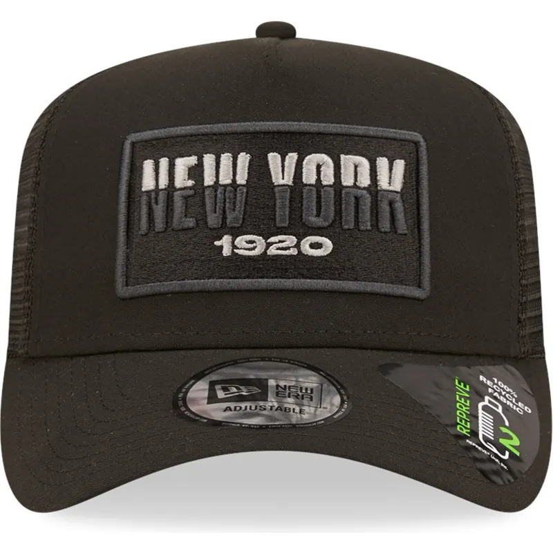 czapka-trucker-czarna-new-york-a-frame-repreve-usa-state-new-era