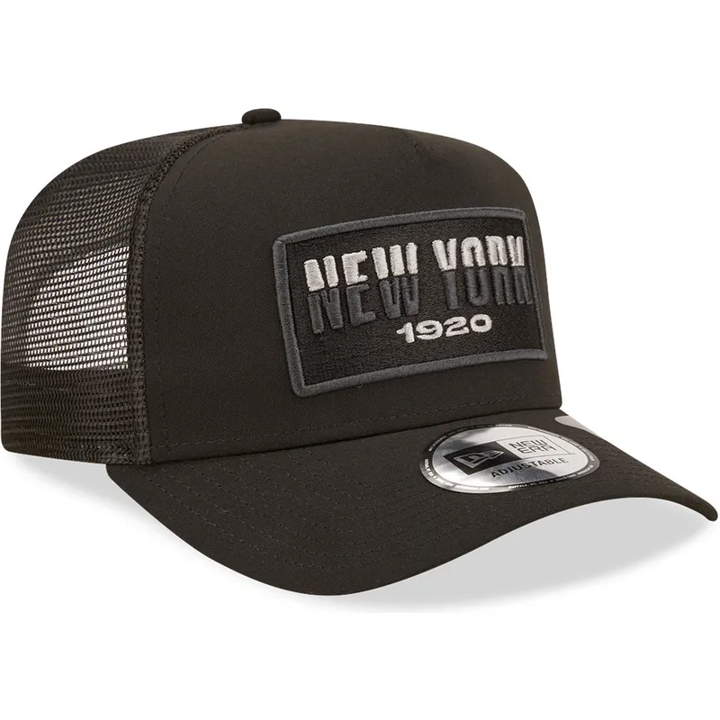 czapka-trucker-czarna-new-york-a-frame-repreve-usa-state-new-era