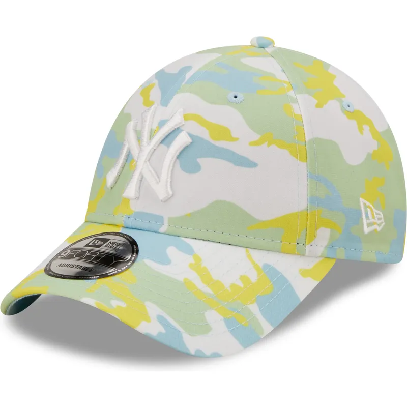 czapki-curva-zielony-tasma-regulowana-9forty-all-over-print-seasonal-new-york-yankees-mlb-new-era
