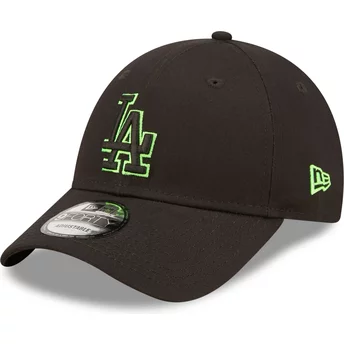 Czarna, regulowana czapka z daszkiem z zielonym logo 9FORTY Neon Outline Los Angeles Dodgers MLB od New Era