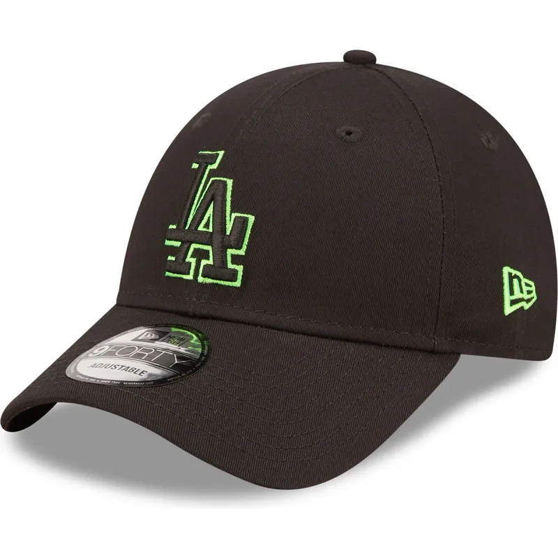 czapki-curva-czarny-tasma-regulowana-9forty-neon-outline-los-angeles-dodgers-mlb-new-era