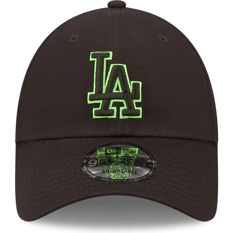 czapki-curva-czarny-tasma-regulowana-9forty-neon-outline-los-angeles-dodgers-mlb-new-era
