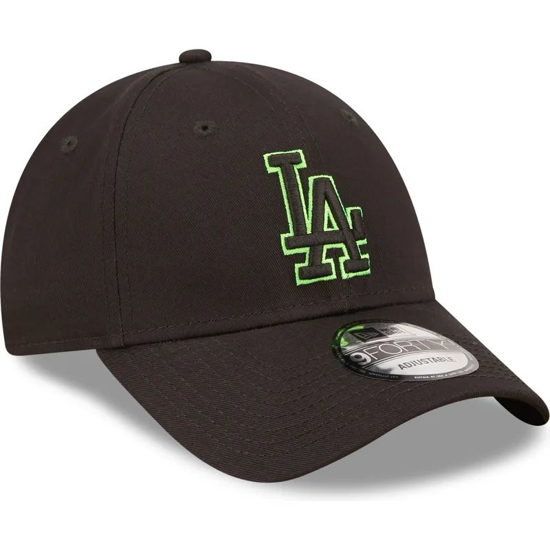 czapki-curva-czarny-tasma-regulowana-9forty-neon-outline-los-angeles-dodgers-mlb-new-era