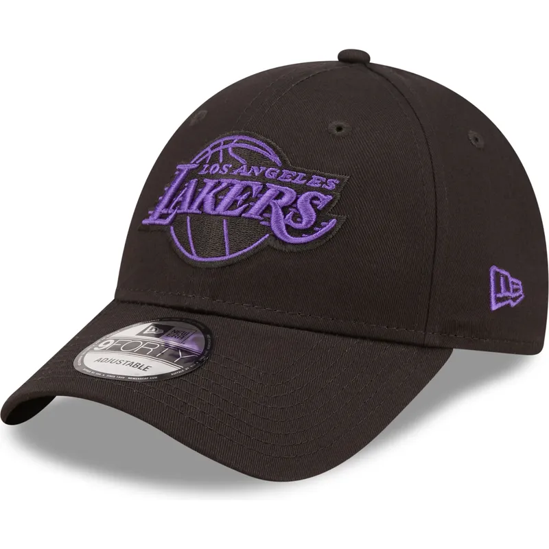 czapki-curva-czarny-tasma-regulowana-9forty-neon-outline-los-angeles-lakers-nba-new-era