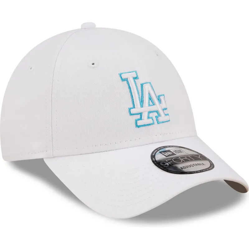 czapki-curva-bialy-tasma-regulowana-9forty-neon-outline-los-angeles-dodgers-mlb-new-era