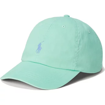 Jasnozielona, regulowana czapka z daszkiem z niebieskim logo Cotton Chino Classic Sport od Polo Ralph Lauren
