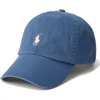 Granatowa, regulowana czapka z daszkiem z różowym logo Cotton Chino Classic Sport od Polo Ralph Lauren