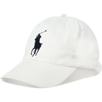Biała, regulowana czapka z daszkiem z czarnym logo Big Pony Chino Classic Sport od Polo Ralph Lauren