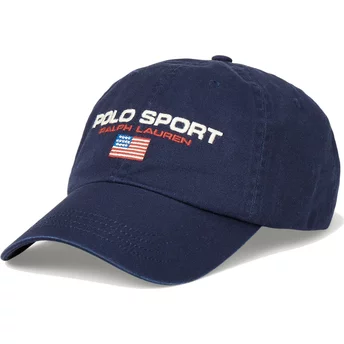 Granatowa, regulowana czapka Polo Sport Twill z daszkiem od Polo Ralph Lauren