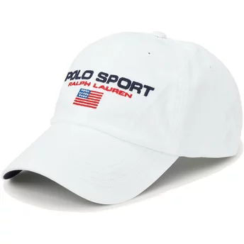 Biała, regulowana, sportowa czapka polo z bawełnianego materiału typu Twill od Polo Ralph Lauren