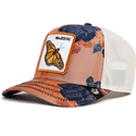 czapka-trucker-pomaranczowo-biala-motyl-majestic-monarchy-of-roses-the-farm-od-goorin-bros
