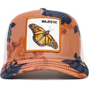 czapka-trucker-pomaranczowo-biala-motyl-majestic-monarchy-of-roses-the-farm-od-goorin-bros