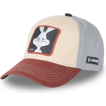 Beżowa, granatowa i czerwona czapka snapback Bugs Bunny BU6 Looney Tunes od Capslab z zakrzywionym daszkiem
