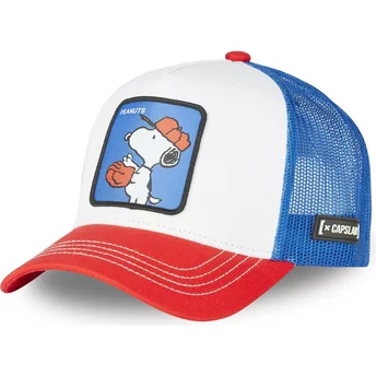 Biała, niebieska i czerwona czapka trucker Snoopy VA2 Peanuts od Capslab