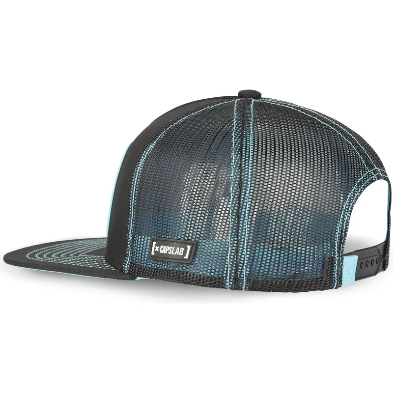 czapka-plaska-trucker-czarna-i-niebieska-son-goku-super-saiyan-blue-sa1-dragon-ball-od-capslab