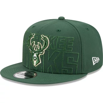 Zielona, płaska czapka snapback 9FIFTY Draft Edition 2023 Milwaukee Bucks NBA od New Era